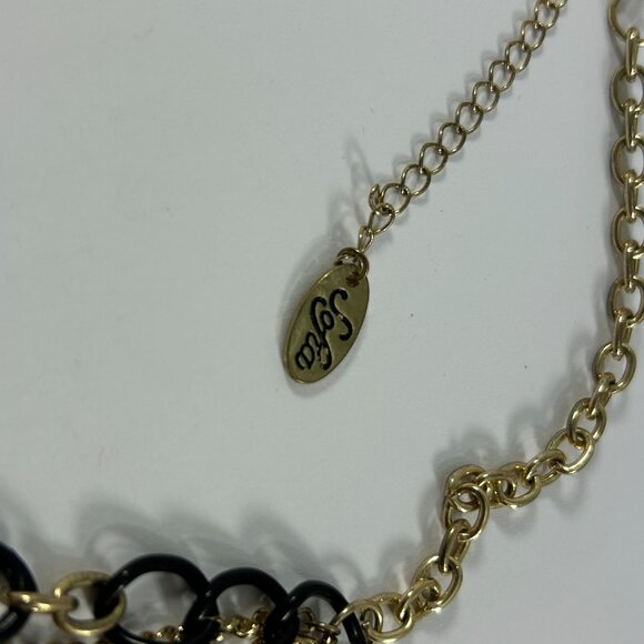 Sofia Vergara Multi Strand Necklace Gold Tone Chains Rhinestones Statement - Picture 3 of 9